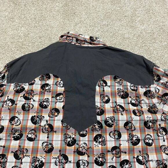 Rock Roll N Soul Shirt Mens L Skulls AOP Lightweight Western Grunge Y2K Biker - Picture 4 of 8